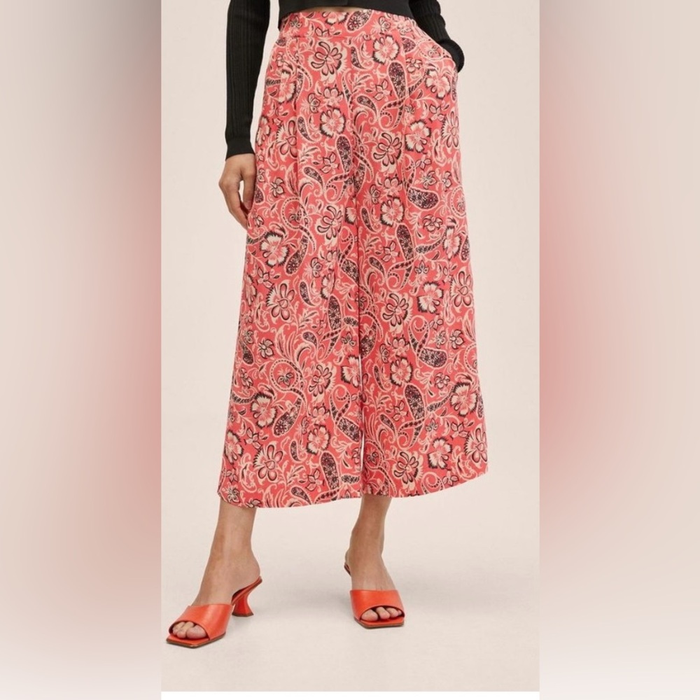 Mango Coral Floral Trousers